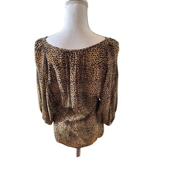 Drew Anthropologie Silk Animal Print Top Leopard XS - Picture 4 of 6